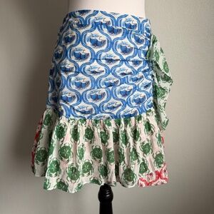 Farm Rio Flirty Ruffle Tropical Tiered Lined Cruise Resort Mini Skirt Size L